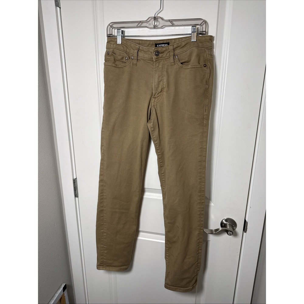 Express Mens Jeans Size 30x32 Slim Straight Tan Denim Pockets